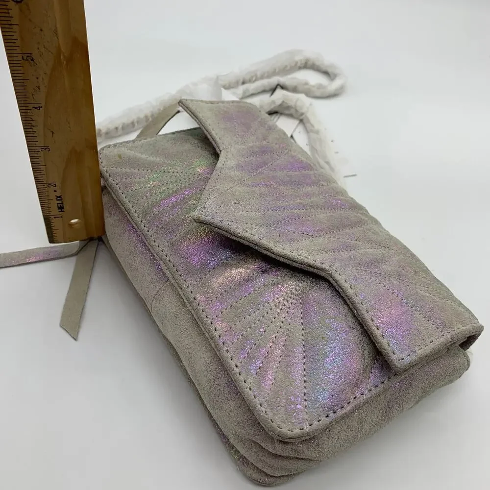 Aimee Kestenberg Quilted Leather Chain Crossbody Sunrise Metallic Purse